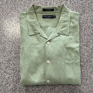 Daniel Cremieux Button Down Shirt Mens XXL Silk Linen Blend Green Camp Resort